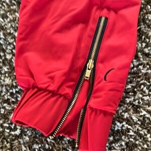 Red Joggers with Gold Zipper